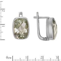 Серьги 'Поль' с зелёным аметистом, родий ИВСК33410Х14АЗR2