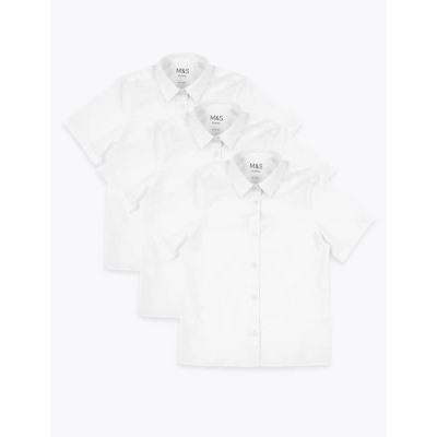 3pk Girls' Longer Length Easy Iron School Shirts (4-18 Yrs)