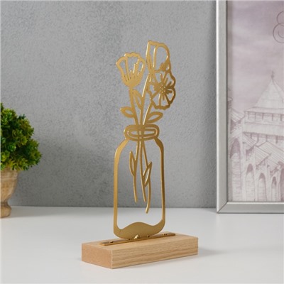 Фигурка металл «Лютики в банке» золото 5×11.5×22 см