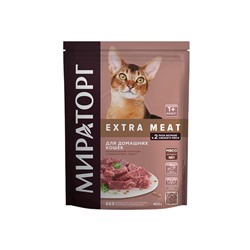 Сухой корм.Extra Meat д/домаш.кошек старше 1года с говядиной Black Angus 0,4кг.1/10к.1010024149