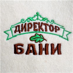 Набор для бани с вышивкой «Директор бани», 3 предмета: шапка, коврик, рукавица, шерсть 30%, полиэфир 70%, светлый, «Добропаровъ»