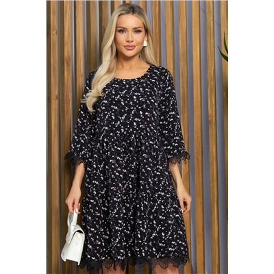 Платье Сибирские кружева (черно-бежевое) П13402-18М