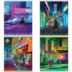 Тетрадь 48л., А5, клетка Greenwich Line "Colorful futuristic art", глянцевая ламинация, 70г/м2