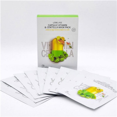 Lebelage Тканевая маска для лица с витамином и центеллой / Capsule Vitamin & Centella Mask Pack, 25 мл