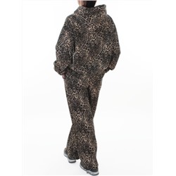 870-8 DK. BEIGE/LEOPARD Костюм спортивный зимний женский (95% хлопок, 5% полиэстер)