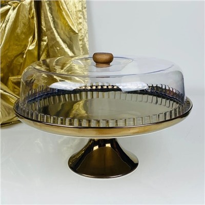 232-004 Тортовница 28,5х26см на ножке с крышкой ВИНТАЖ в под.уп.(х4)Фарфор