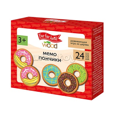 Игра настольная деревянная МЕМО "Пончики" (24 фишки в коробке) Far far land wood