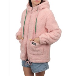 1006 PINK Куртка плюшевая демисезонная (65% хлопок, 35% полиэстер) оверсайз 44-54