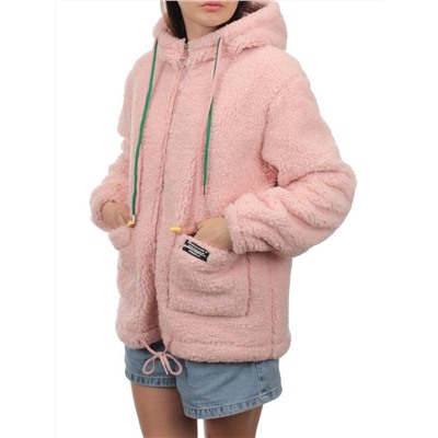 1006 PINK Куртка плюшевая демисезонная (65% хлопок, 35% полиэстер) оверсайз 44-54