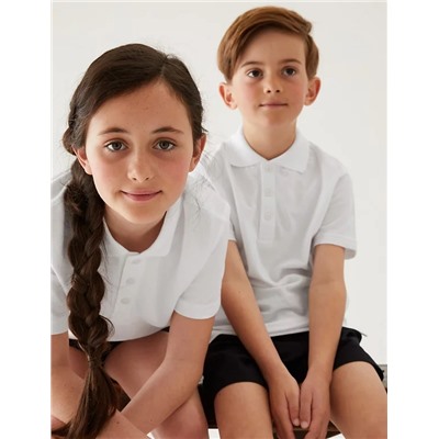 2pk Unisex Easy Dressing School Polo Shirts (3-18 Yrs)