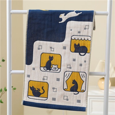 Zhiyang Naughty Cat Creative Gauze Children's Towel Baby Facial Towel Full Moon Banquet Children's Turks Wholesale