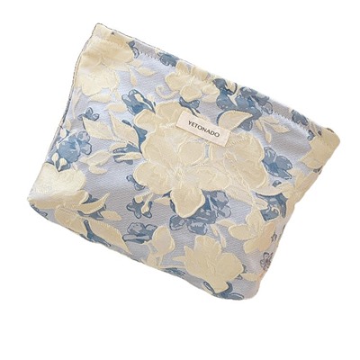 Cosmetic bag, handheld shoulder bag, small clutch bag, travel bag, storage bag, liner, wallet, city style, flowered