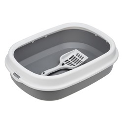 Лоток для кошек Фур-Мур 48×35,5 см с бортом + совок, Soft-touch. смокки