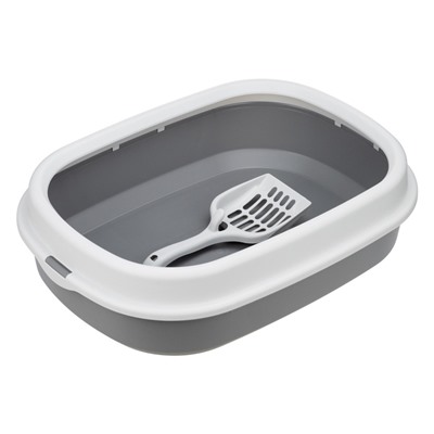 Лоток для кошек Фур-Мур 48×35,5 см с бортом + совок, Soft-touch. смокки