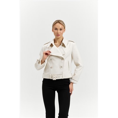 Полупальто женское демисезонное 25999 (молочный/рубчик)