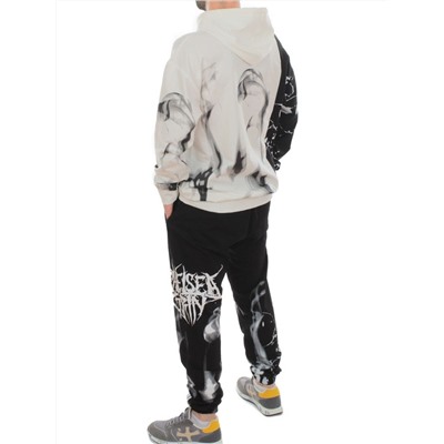 2608/7325 WHITE/BLACK Костюм спортивный мужской (75% хлопок, 20% полиэстер, 5% спандекс)