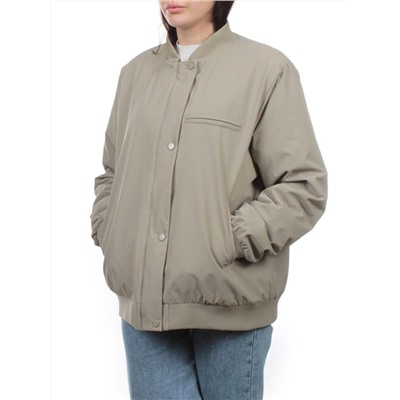 H24-608 GRAY/GREEN Куртка бомбер демисезонная женская (100 гр. синтепон)