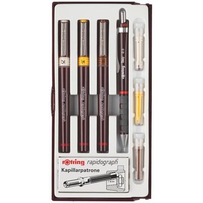 Набор рапидографов Rotring 0.25/0.35/0.5 мм, мех. карандаш 0.5 мм, чернила