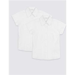 2pk Girls' Cap Sleeve Easy Iron School Shirts (2-16 Yrs)