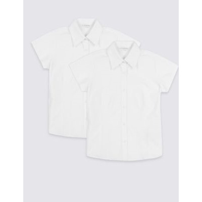 2pk Girls' Cap Sleeve Easy Iron School Shirts (2-16 Yrs)
