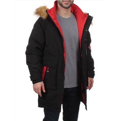 22067 BLACK RED Куртка мужская зимняя облегченная (150 гр. холлофайбер)