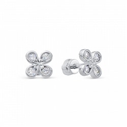 Серьги с фианитом родированные серебро 925*