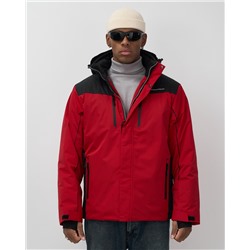 Горнолыжная куртка мужская зимняя красного цвета 7611Kr