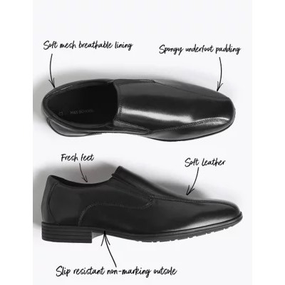 Kids’ Leather Slip-on School Shoes (13 Small - 9 Large)