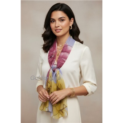 Шарф шифоновый с цветочным рисунком 3D Арт М52/4