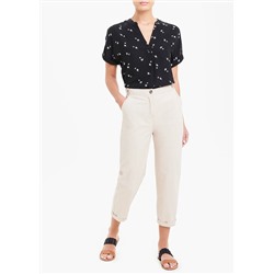 Button Tab Cropped Trousers