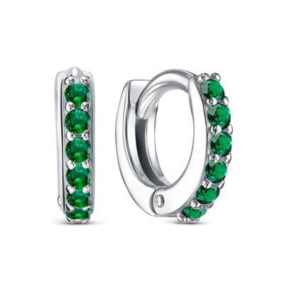 Серьги с фианитом родированные серебро 925*