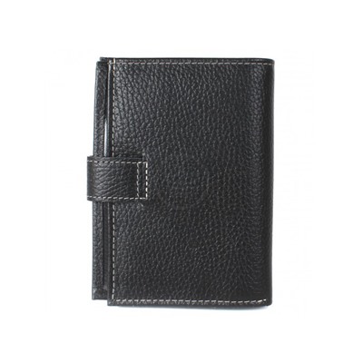 Обложка для авто+паспорт-Croco-ВП-1022 с хляст,  двойн стенка,  натуральная кожа черный флотер (40)  209436