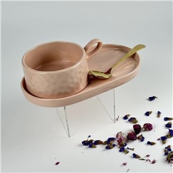 164-034 Бульонница 450мл с блюдом и ложкой MULTICOLOR в под.уп.(х12)Фарфор