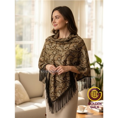 Косынка теплая на флисовой подкладке с бахромой Арт 2347/1