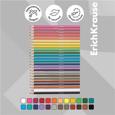 Карандаши цветные 24 цвета ErichKrause, шестигранные, пластиковые, с европодвесом