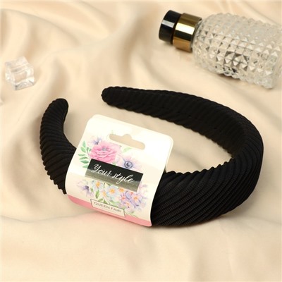 Ободок для волос «Полоса», 3 см, чёрный