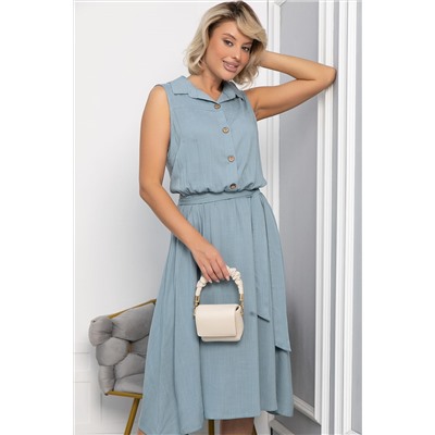 Платье с кокеткой (серо-голубое) П10489