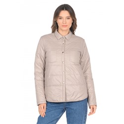 Утепленная женская куртка-рубашка,цвет-бежевый