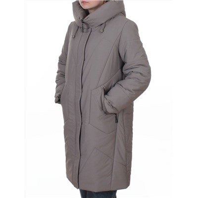 A618 GRAY/BEIGE Пальто зимнее женское (верблюжья шерсть, 120 гр. холлофайбер)