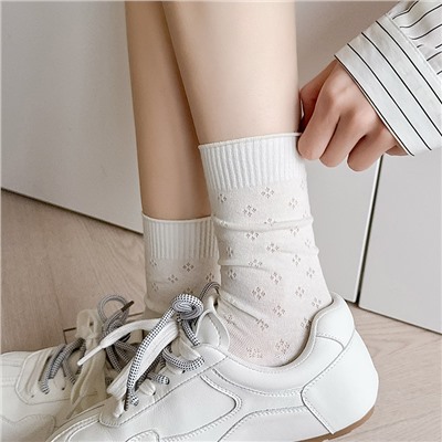 Summer thin trend cream cotton socks, mid-length