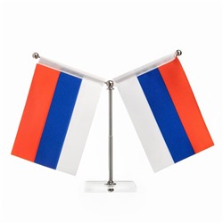 Флаг России настольный, на подставке, с двумя флажками 8×11 см, 16.5×12 см