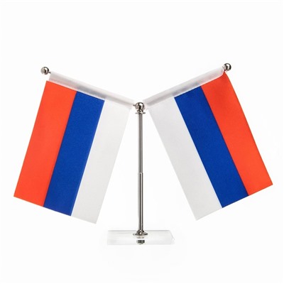 Флаг России настольный, на подставке, с двумя флажками 8×11 см, 16.5×12 см
