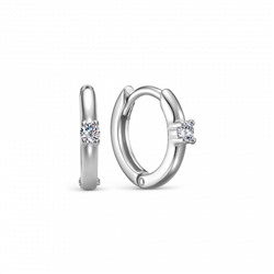 Серьги с фианитом родированные серебро 925*