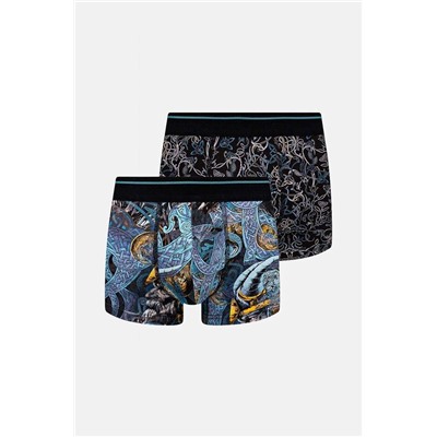 Bokserki bawełniane męskie z domieszką elastanu wzorzyste (2-pack) kolor multicolor
