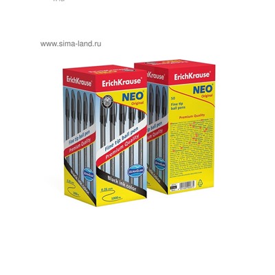 Ручка шариковая ErichKrause Neo Original, игольчатый узел 0.7 мм, чернила чёрные, супермягкое письмо, длина линии письма 1000 метров