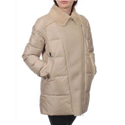 033 BEIGE Куртка зимняя облегченная женская (холлоффайбер 150 гр., искусственная дубленка)