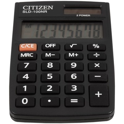 Калькулятор карманный Citizen SLd=100NR, 8-разрядный, 58×88×10 мм, двойное питание, чёрный