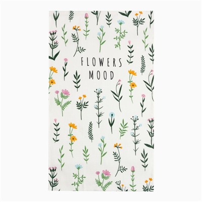 Набор кухонных полотенец Доляна Flowers mood 35х60 см -2 шт, 100% хлопок, вафля 160 г/м2