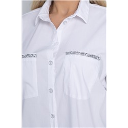 Рубашка с блестками на карманах Алтика (белая) Б10636