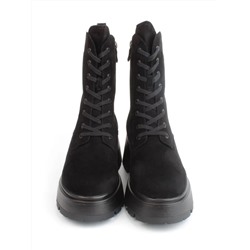 04-M2-1376 BLACK Ботинки зимние женские (натуральная замша, натуральный мех)